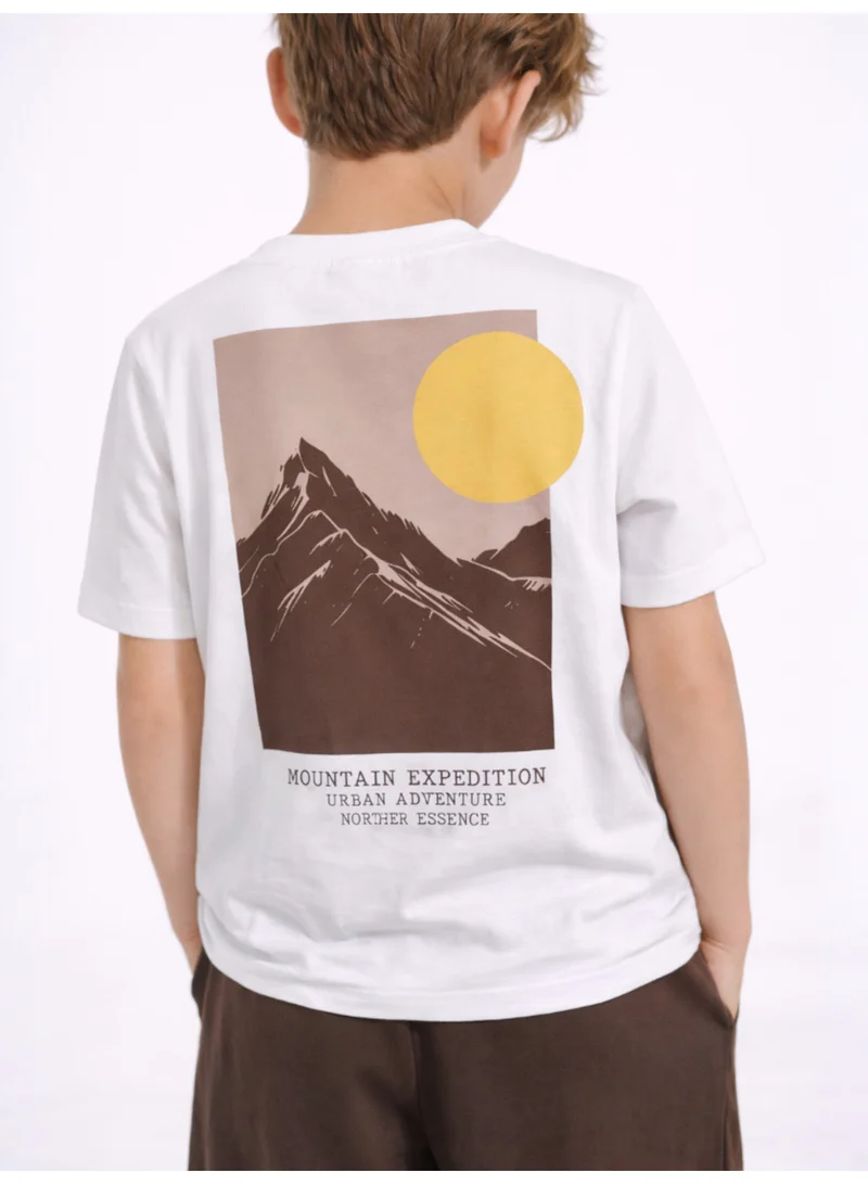 فكتور اند جين Boys Mountain Sun Graphic T-Shirt & Brown Shorts Set